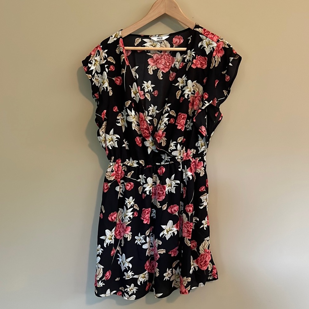 Jack by BB Dakota Black Floral Dress - Picture 1 of 7